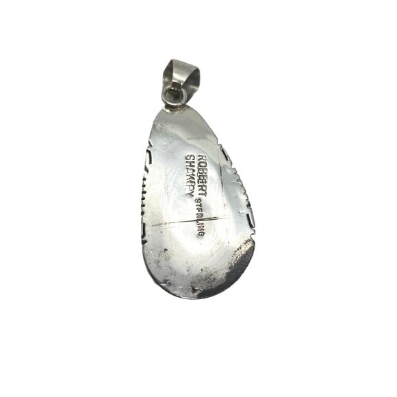 Native American Robert Shaky Royston Turquoise Sterling Silver Pendant - Picture 2 of 3
